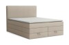 Elegantes Boxspringbett Basic Duo in Beige mit Stauraum auf weißem Hintergrund.