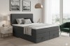 Elegantes Boxspringbett in Grau mit integriertem Stauraum für das Schlafzimmer.