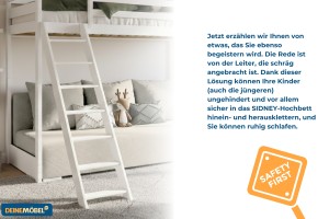 SIDNEY 90x200/140x200 Weiß Hochbett mit ausziehbarer Couch in beigem Stoff poso 38 Deine Möbel