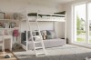 Kinderzimmer-Einrichtung mit dem weißen Hochbett SIDNEY und passendem Sofa.