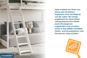 Etagenbett Jugendbett Couch SIDNEY 90x200/140x200 Weiß + Couch Helles Greige
