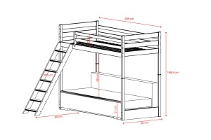 Etagenbett Jugendbett Couch SIDNEY 90x200/140x200 Weiß + Couch Grau