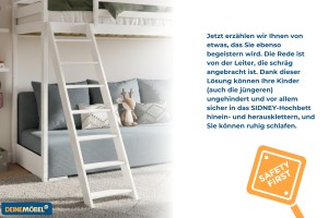 Etagenbett Jugendbett Couch SIDNEY 90x200/140x200 Weiß + Couch Grau