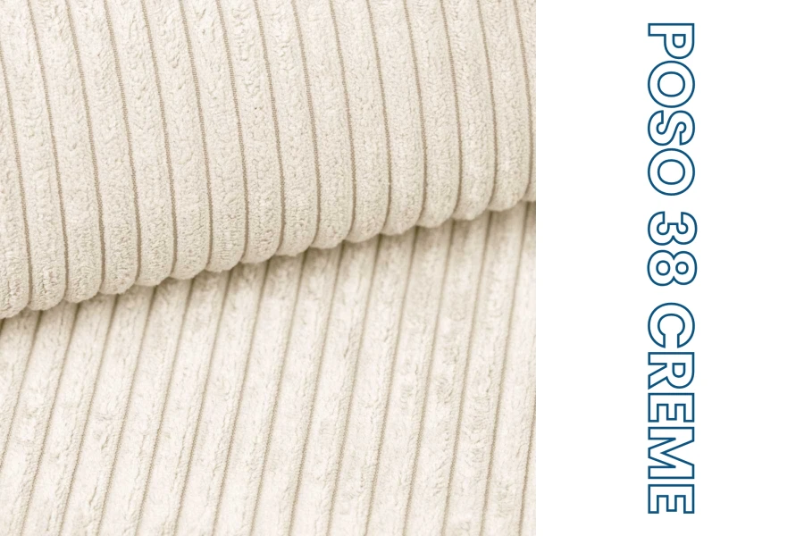 Detailansicht Cordstoff Poso 38 Creme für Polstermöbel und Bettbezüge.