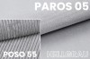 Stofstalen lichtgrijs: Paros 05 geweven stof en Poso 55 ribstof-look voor boxspringbedden.
