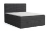 Antracietkleurig boxspringbed Daniel met decoratief hoofdbord en praktische opbergruimte.