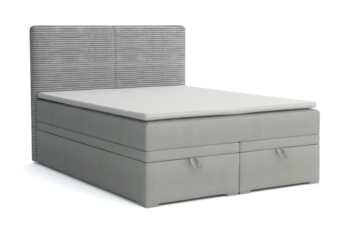 Modern grijs boxspringbed Daniel met gestructureerd hoofdbord voor een rustgevende slaap.