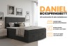 Modern Daniel box spring bed in dark grey with bed boxes and including 4 cm topper.