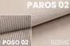 Stofstalen in beige voor boxspringbed Daniel: gladde Paros 02 stof en geribbelde Poso 02 ribstof.