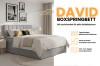 Grijs David boxspringbed met opbergruimte en koudschuimtopper – modern design voor de slaapkamer.