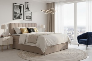 DAVID Boxspringbett mit Bettkasten und einer durchgehenden Matratze H4 Deine Möbel