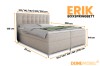 Maßgrafik für das Boxspringbett Erik in Beige mit detaillierten Abmessungen.
