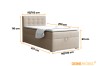 Dimensions for beige boxspring bed 90x200/100x200 cm with headboard and bed base.