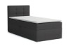 Antracietkleurig boxspringbed voor singles voor een witte achtergrond.