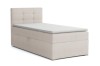 Beiges Boxspringbett 90x200 cm mit Bettkasten und gepolstertem Kopfteil freigestellt.