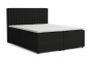 Modern zwart boxspringbed met hoog hoofdbord op een witte achtergrond.