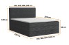 Dimensions and measurements of the dark grey boxspring bed in an overview graphic.