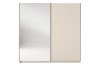 Zweitüriger Schwebetürenschrank in Beige mit großem Spiegel für das Schlafzimmer.