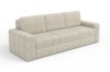 3-Sitzer Couch aus hellem Cordstoff in Seitenansicht, modernes Designmöbel für das Wohnzimmer.