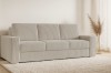 Modernes 3-Sitzer Cord-Sofa in Beige im gemütlichen Wohnzimmer
