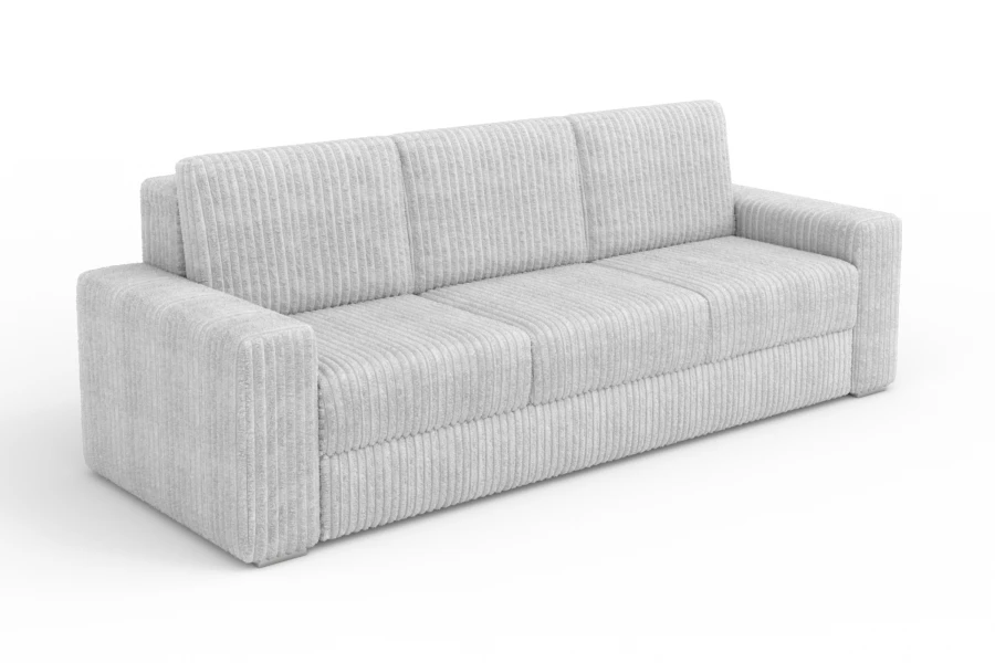 Weißes 3-Sitzer Sofa aus Cord-Stoff auf weißem Hintergrund