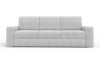 Frontansicht eines weißen 3-Sitzer Cord-Sofas in schlichtem Design