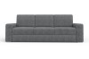 Graues 3-Sitzer Cordsofa in Frontalansicht auf weißem Hintergrund