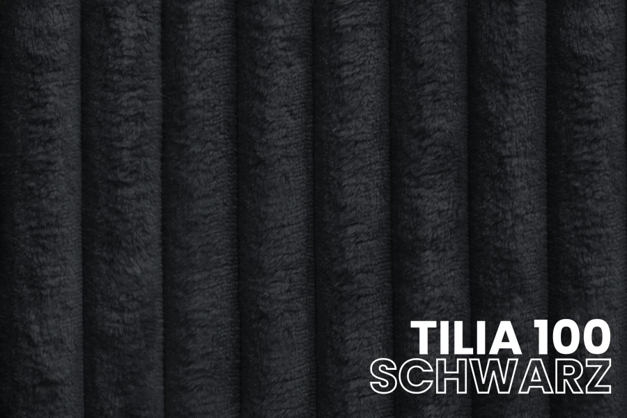 TILIA 100 Schwarz - Weicher Plüschstoff mit Rippenstruktur für Möbel und Kissen.