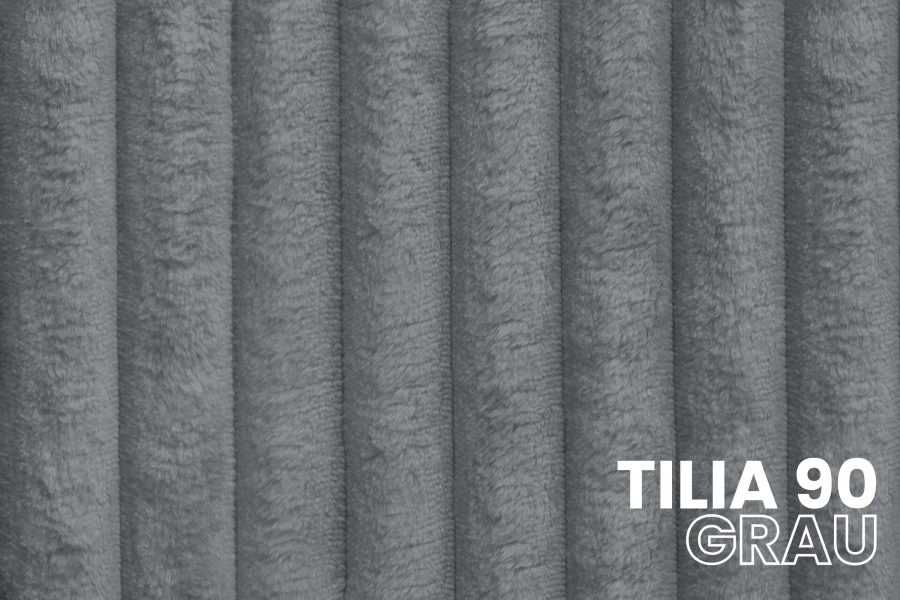 TILIA 90 Grau - Flauschiger Plüschstoff mit vertikalen Rippen, grauer Möbelstoff.