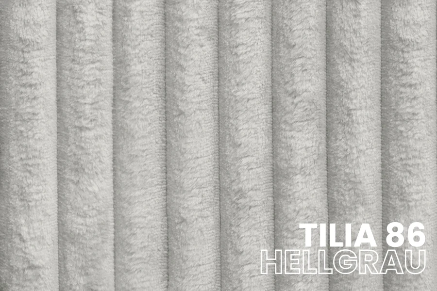 TILIA 86 Hellgrau - Hellgrauer Rippen-Plüschstoff, weicher Stoff für Heimtextilien.
