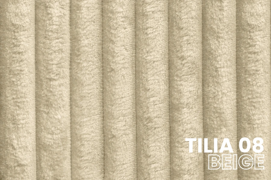 TILIA 08 Beige - Beiger Plüschstoff mit Rippenmuster, gemütlicher Bezugsstoff.