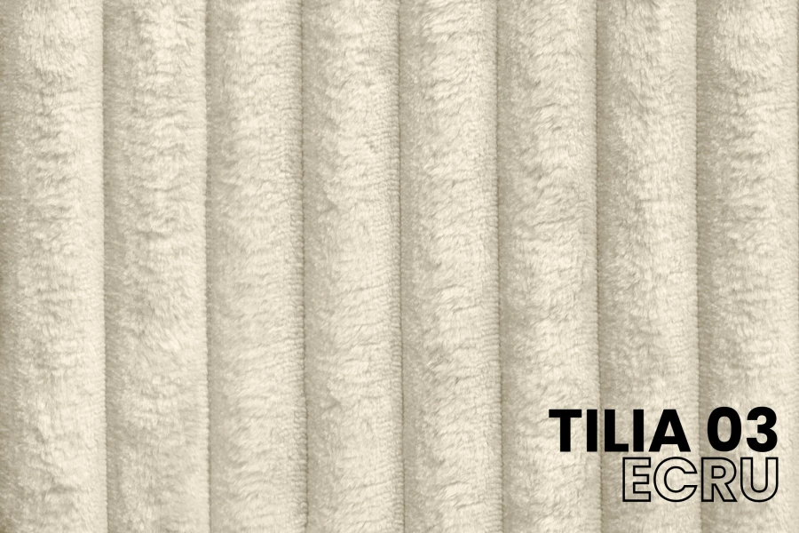 TILIA 03 Ecru - Ecrufarbener Plüschstoff mit Rippenstruktur, weicher Dekostoff.