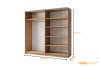 Geräumiger Kleiderschrank in Eiche-Dekor, Maße 200,6x207x55,3 cm mit praktischer Inneneinteilung.