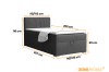 Afmetingen boxspringbed: 90/100x200 cm ligoppervlak met hoofdbord en bedbox.