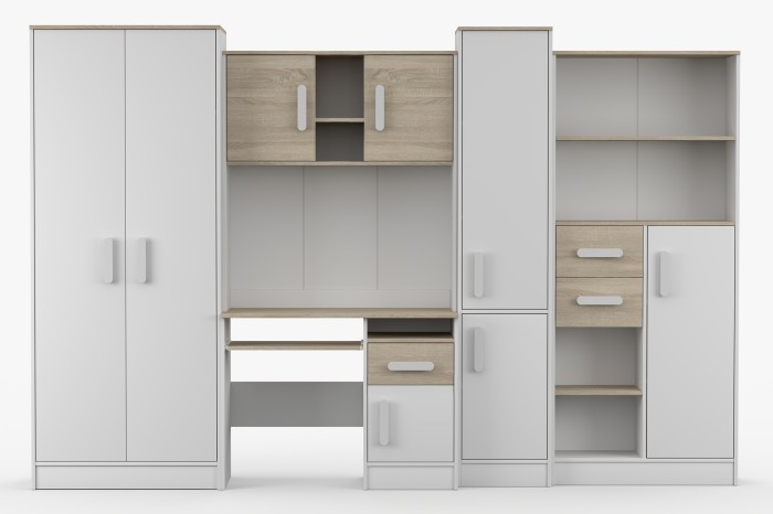 Frontale Ansicht des vierteiligen Jugendzimmer-Möbelsets