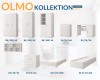 Olmo Möbelkollektion: Übersicht weißer Jugendmöbel wie Kleiderschränke, Kommoden und Bett.