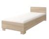 Komfortables Einzelbett in Eiche-Nachbildung mit weißer Matratze und Kopfteil.