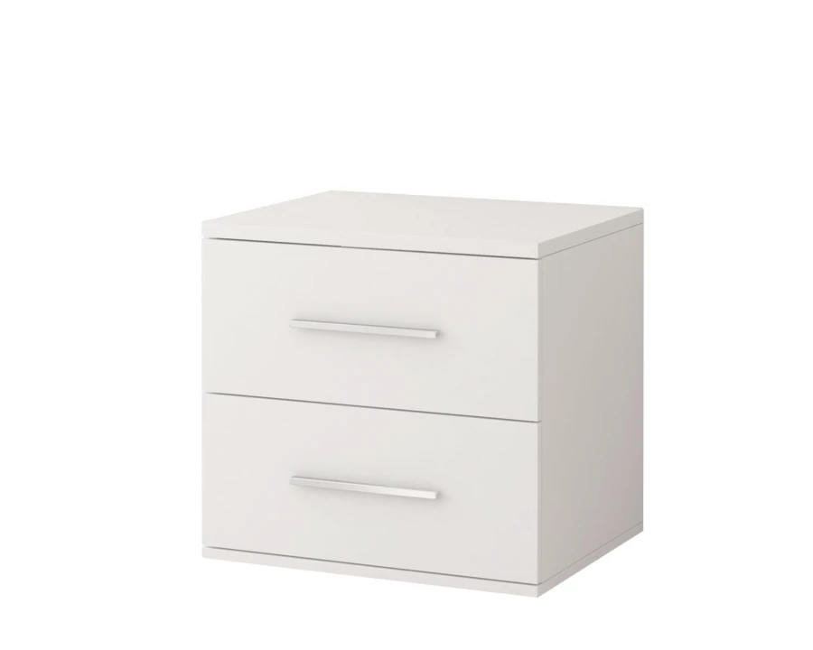 Klassischer weißer Nachtschrank mit zwei Schubladen