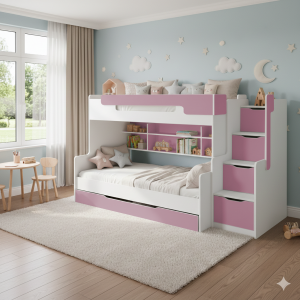 HANNA Etagenbett Funktionsbett für 2 Kinder mit Treppe Deine Möbel