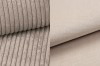 Stoffproben-Detail: Beiger Cordstoff und Webstoff für hochwertige Möbelbezüge im Vergleich.