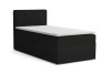 Schwarzes Boxspringbett mit hohem Cord-Kopfteil und weißem Topper vor weißem Hintergrund.