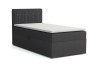Graues Boxspringbett Einzelbett mit Bettkasten auf weißem Hintergrund.
