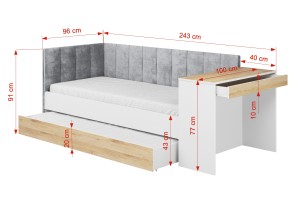 FABIAN 90x200 Jugendbett Multifunktionsbett Kinderbett Bett mit Ausziehbett Deine Möbel
