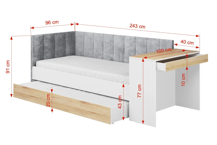 Maße für Funktionsbett mit Schreibtisch und Gästebett