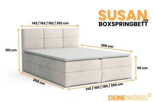 SUSAN LUX Boxspringbett mit Bettkasten Boxbett in Boucle Deine Möbel