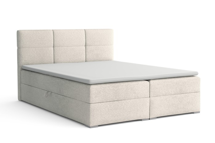 Modernes Boxspringbett Susan Lux in Creme - Elegantes Design mit gepolstertem Kopfteil.