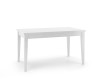 Schlichter weißer Holztisch für Esszimmer oder Küche, moderne Optik.