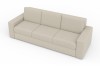Modernes beiges 3-Sitzer Sofa in minimalistischem Design auf weißem Hintergrund.