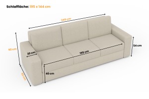 TOCO Sofa 3-Sitzer mit Schlaffunktion Bettkasten, Schlafsofa Möbel