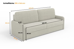 BIANCO Sofa 2-Sitzer mit Schlaffunktion Bettkasten, Schlafsofa Möbel